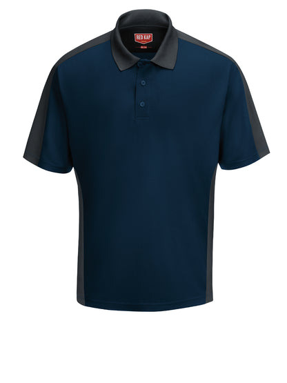 Men's Short Sleeve Performance Knit Two-Tone Polo - SK54 - Navy/Charcoal