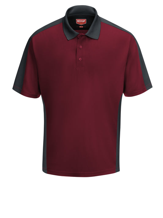 Men's Short Sleeve Performance Knit Two-Tone Polo - SK54 - Burgundy/Charcoal