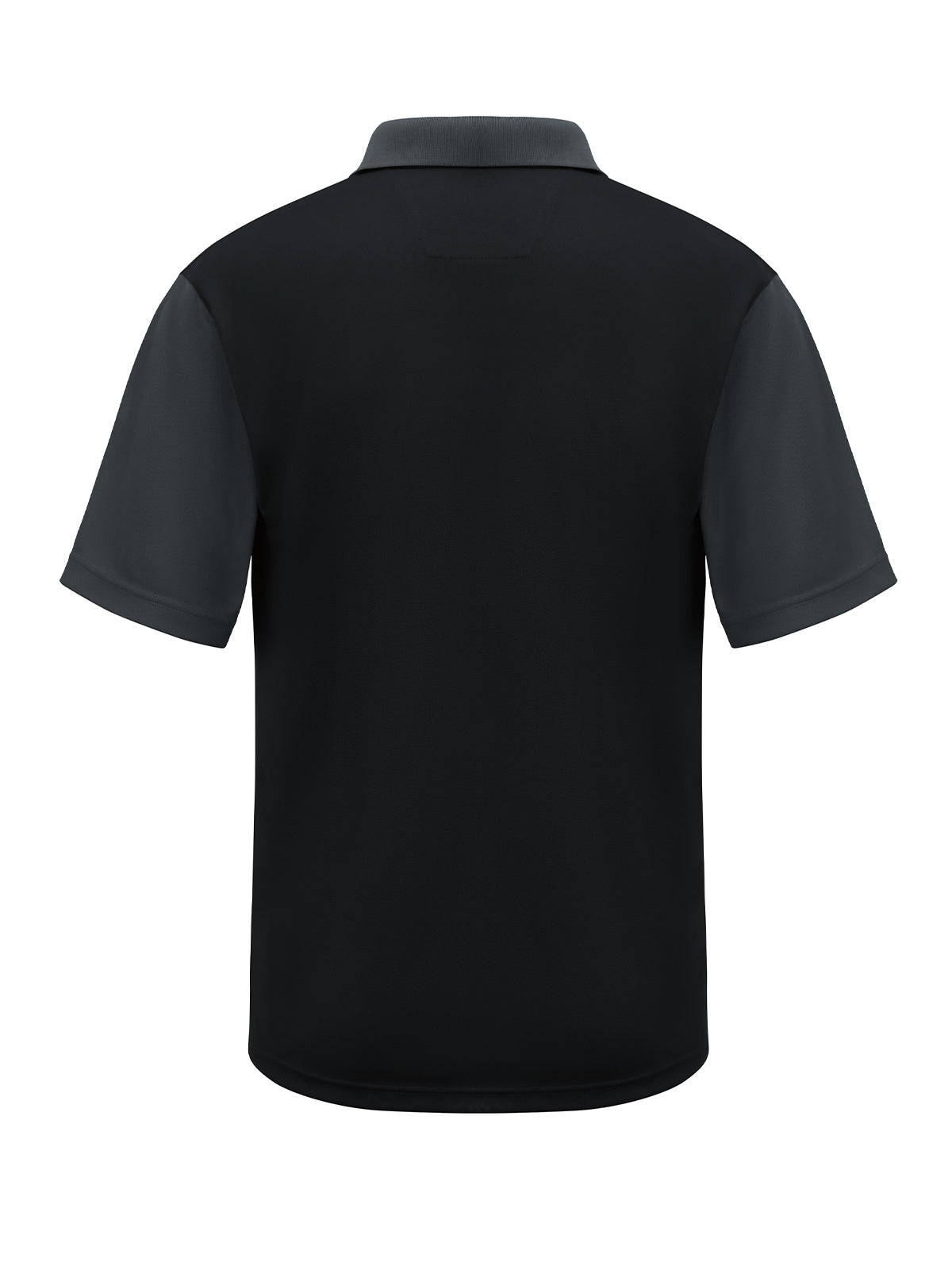 Men's Short Sleeve Performance Knit Color-Block Polo - SK56 - Black/Charcoal