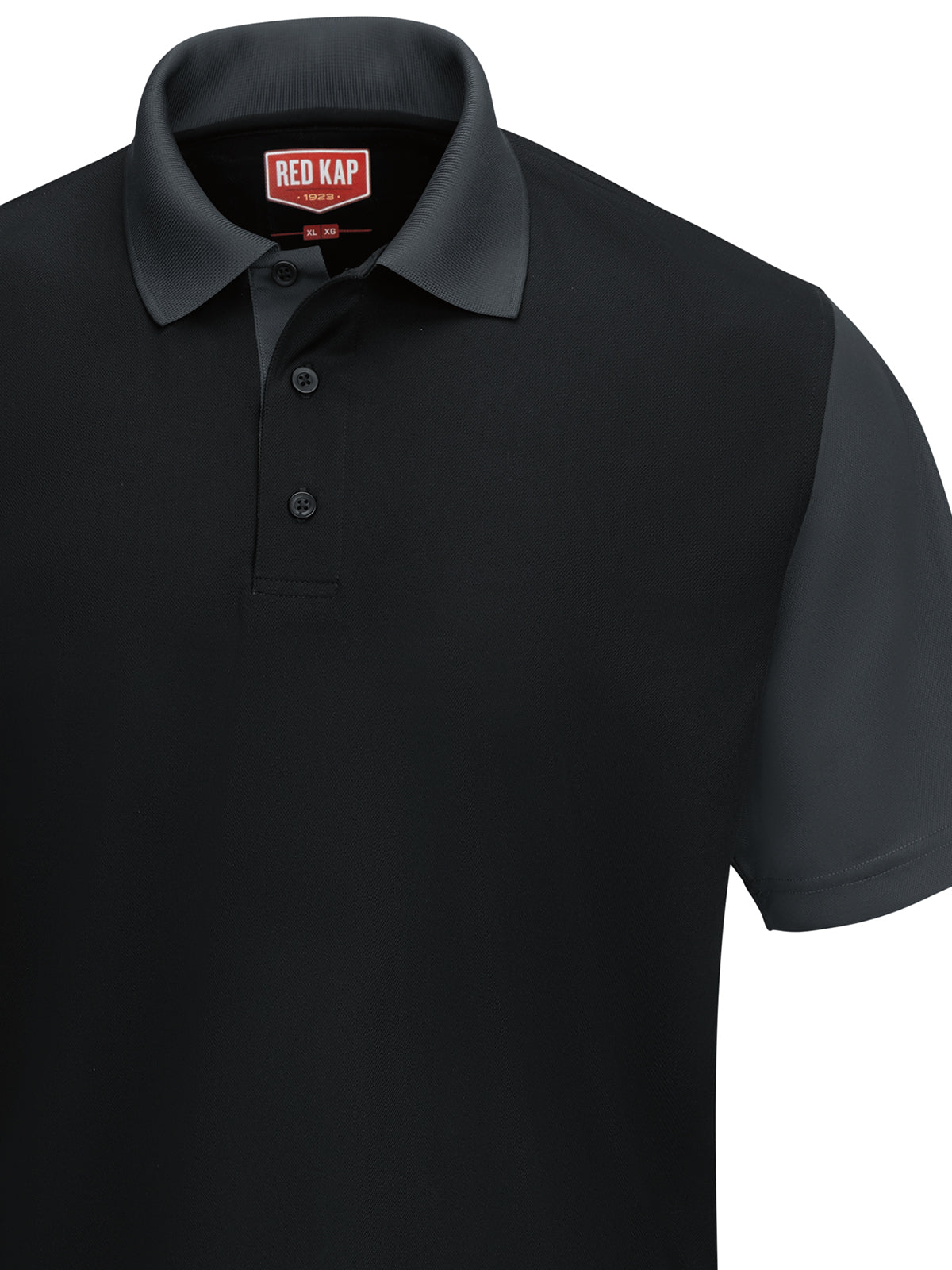 Men's Short Sleeve Performance Knit Color-Block Polo - SK56 - Black/Charcoal