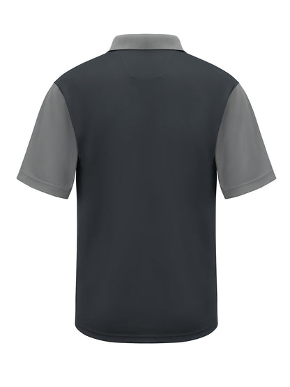 Men's Short Sleeve Performance Knit Color-Block Polo - SK56 - Charcoal/Grey