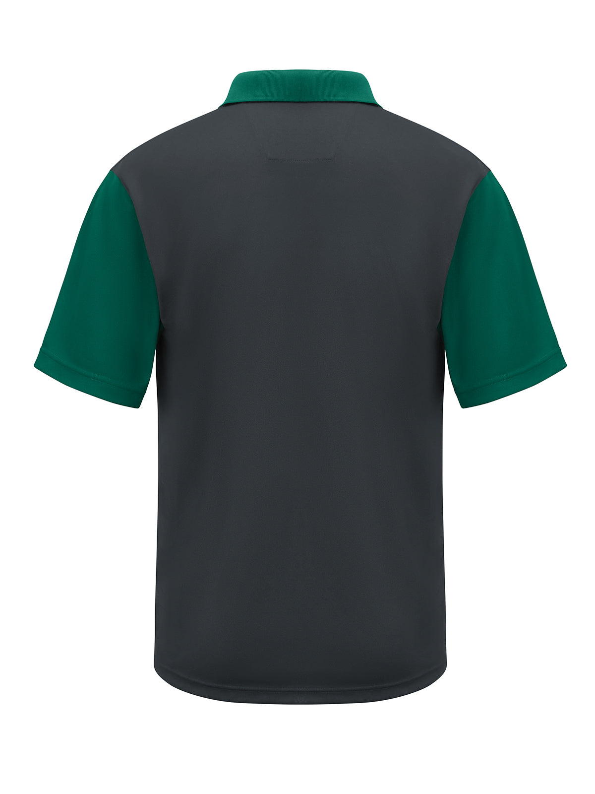 Men's Short Sleeve Performance Knit Color-Block Polo - SK56 - Charcoal/Hunter Green