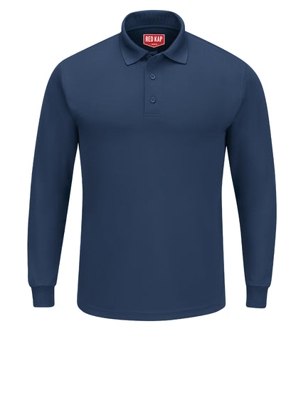 Men's Long Sleeve Solid Performance Polo - SK6L - Navy