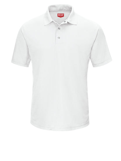 Men's Short Sleeve Performance Knit Gripper-Front Polo - SK74 - White