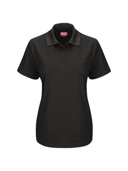 Women's Short Sleeve Performance Knit Pocketless Core Polo - SK97 - Black