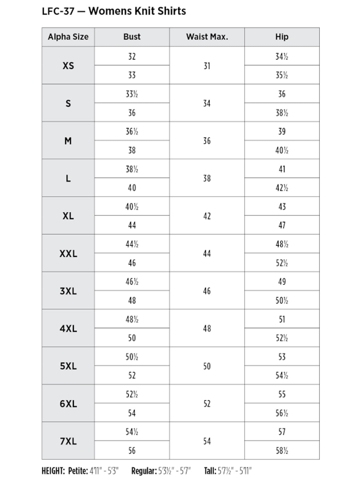 SIZECHART
