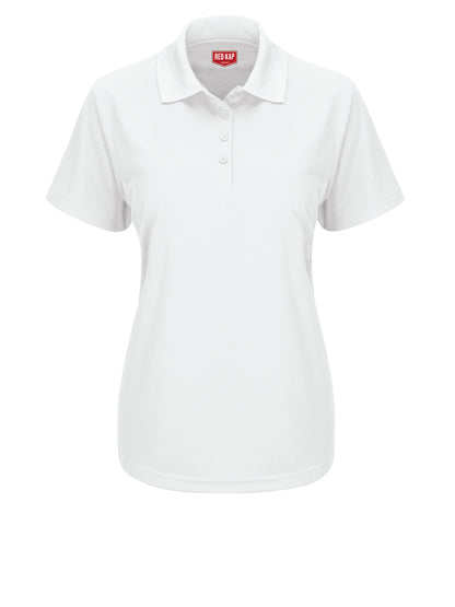 Women's Short Sleeve Performance Knit Pocketless Core Polo - SK97 - White