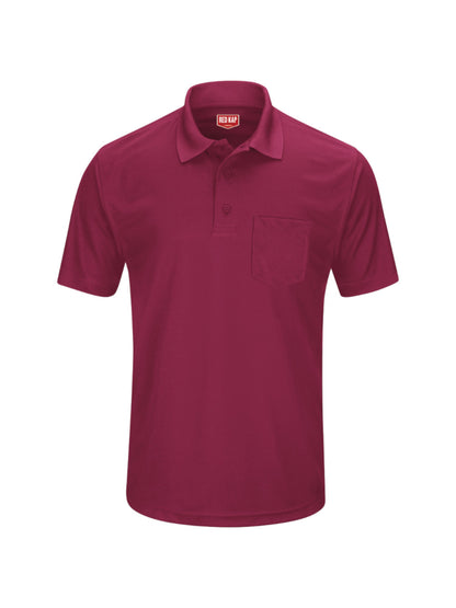 Men's Short Sleeve Performance Knit Pocket Polo - SK98 - Burgundy