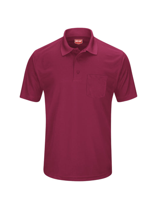 Men's Short Sleeve Performance Knit Pocket Polo - SK98 - Burgundy