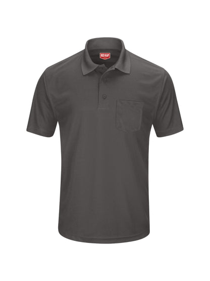 Men's Short Sleeve Performance Knit Pocket Polo - SK98 - Charcoal