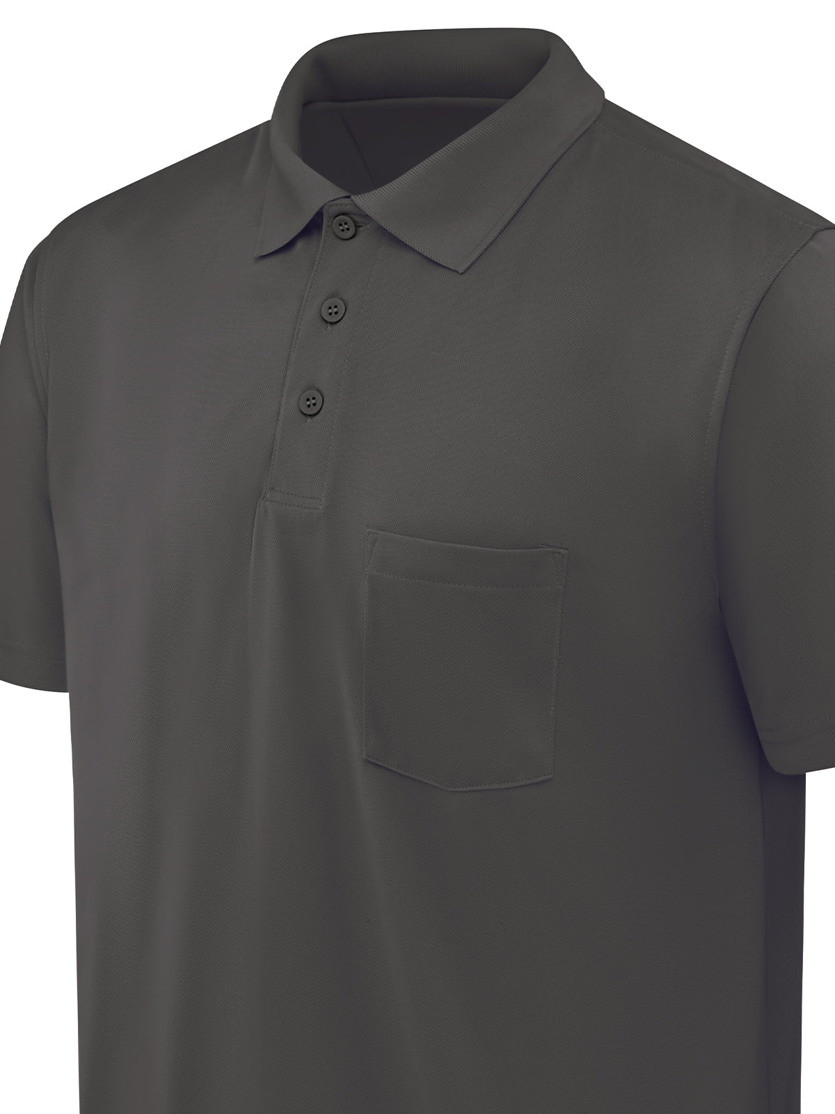 Men's Short Sleeve Performance Knit Pocket Polo - SK98 - Charcoal