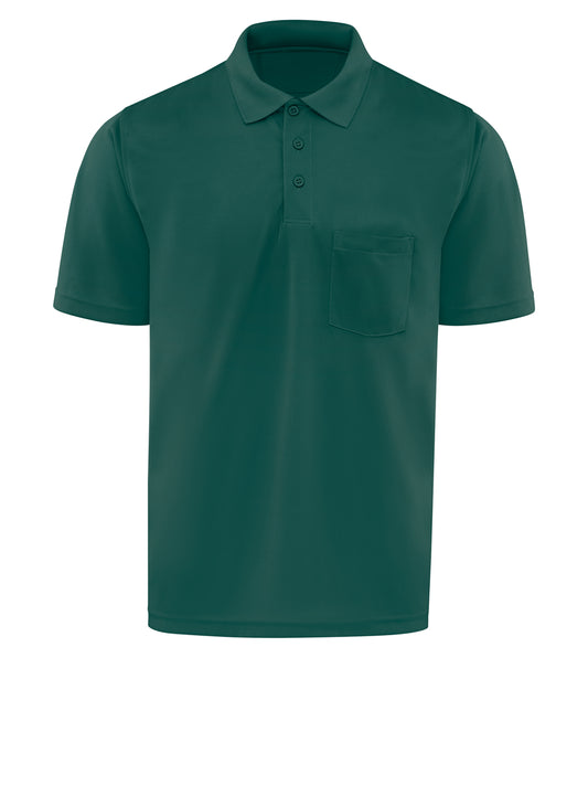 Men's Short Sleeve Performance Knit Pocket Polo - SK98 - Hunter Green