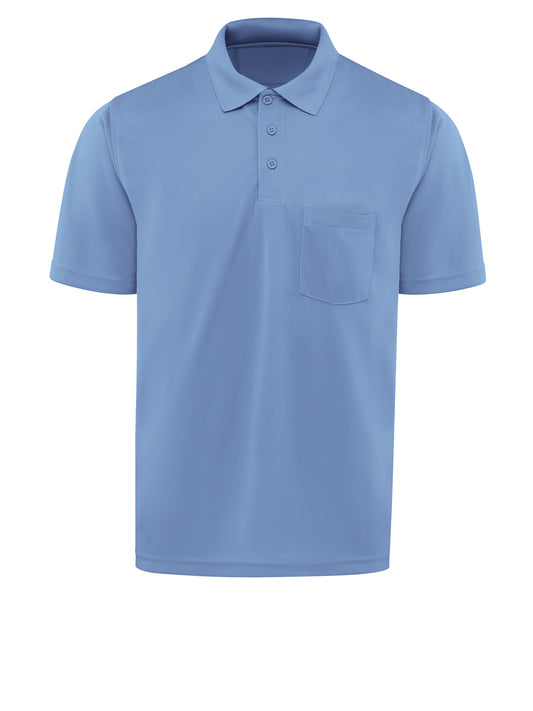 Men's Short Sleeve Performance Knit Pocket Polo - SK98 - Medium Blue