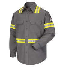 Men's Midweight Flame-Resistant Enhanced Visibility Uniform Shirt - SLDT - Grey