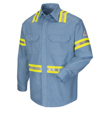 Men's Midweight Flame-Resistant Enhanced Visibility Uniform Shirt - SLDT - Light Blue