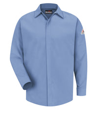 Men's Midweight Flame-Resistant Pocketless Concealed-Gripper Work Shirt - SLS2 - Light Blue