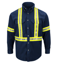 Men's Midweight Flame-Resistant Enhanced Visibility Uniform Shirt - SLUC - Navy