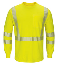 Men's Lightweight Flame-Resistant Hi-Visibility Long Sleeve T-Shirt - SMK8 - Yellow/Green