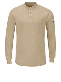 Men's Lightweight Flame-Resistant Long-Sleeve Henley Shirt - SML8 - Khaki