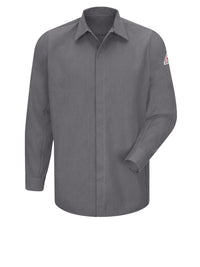 Men's Midweight Flame-Resistant Pocketless Concealed-Gripper Work Shirt - SMS2 - Grey