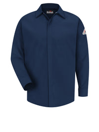 Men's Midweight Flame-Resistant Pocketless Concealed-Gripper Work Shirt - SMS2 - Navy
