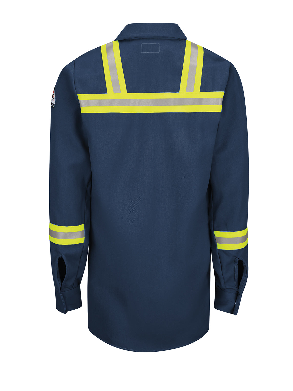 Unisex Enhanced Visibility Concealed-Gripper Pocketless Work Shirt - SMS6 - Navy