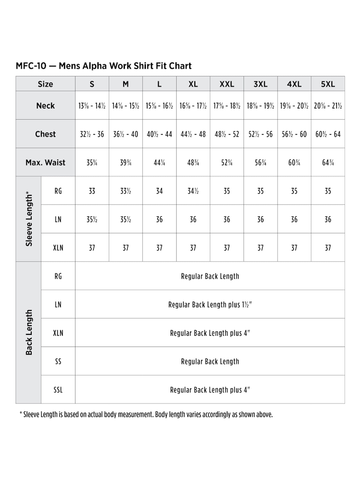 SIZECHART