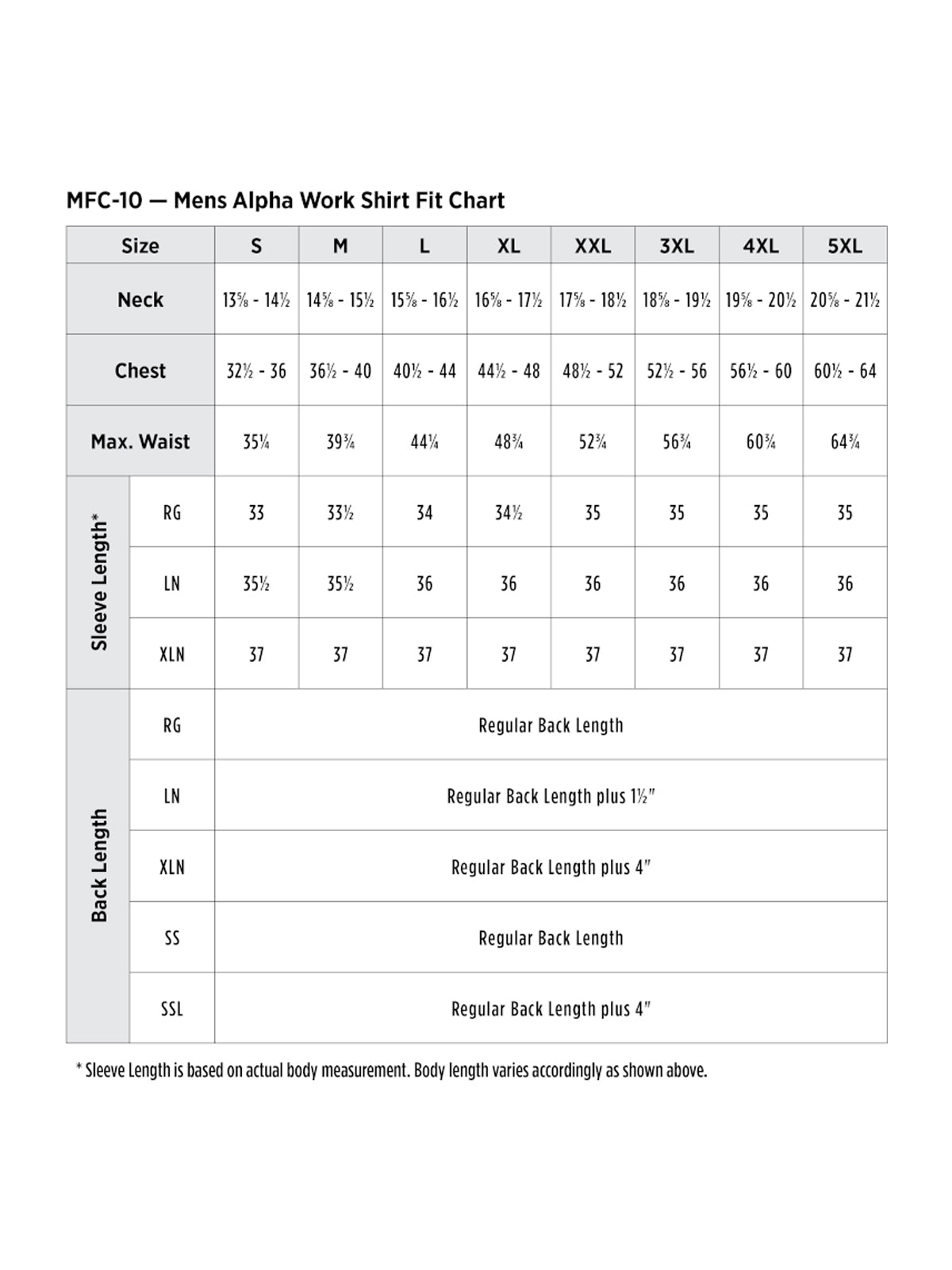 SIZECHART
