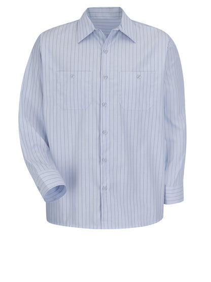 Men's Long Sleeve Industrial Striped Work Shirt - SP10 - Light Blue / Navy