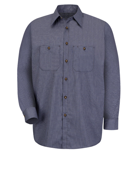 Men's Long Sleeve Industrial Striped Work Shirt - SP10 - Blue/Charcoal Check