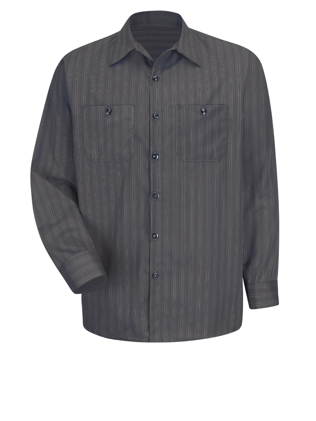 Men's Long Sleeve Industrial Striped Work Shirt - SP10 - Charcoal with Blue/White Stripe