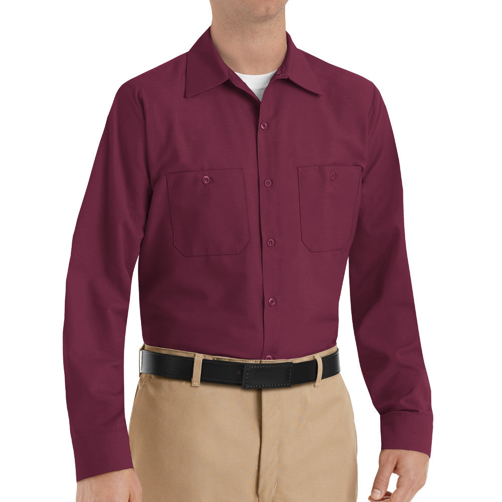 Men's Long Sleeve Industrial Work Shirt - SP14 - Burgundy