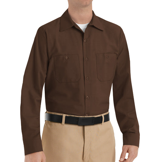 Men's Long Sleeve Industrial Work Shirt - SP14 - Chocolate Brown