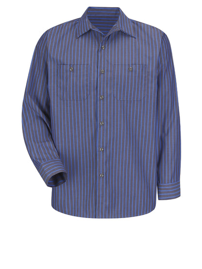 Men's Long Sleeve Industrial Work Shirt - SP14 - Grey/Blue Stripe