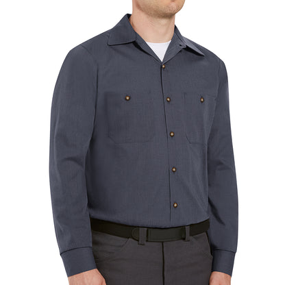 Men's Long Sleeve Industrial Work Shirt - SP14 - Blue/Charcoal