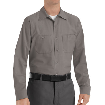 Men's Long Sleeve Industrial Work Shirt - SP14 - Grey