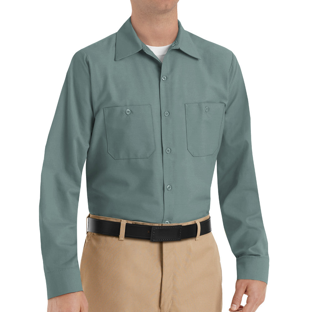 Men's Long Sleeve Industrial Work Shirt - SP14 - Light Green