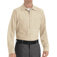 Men's Long Sleeve Industrial Work Shirt - SP14 - Light Tan