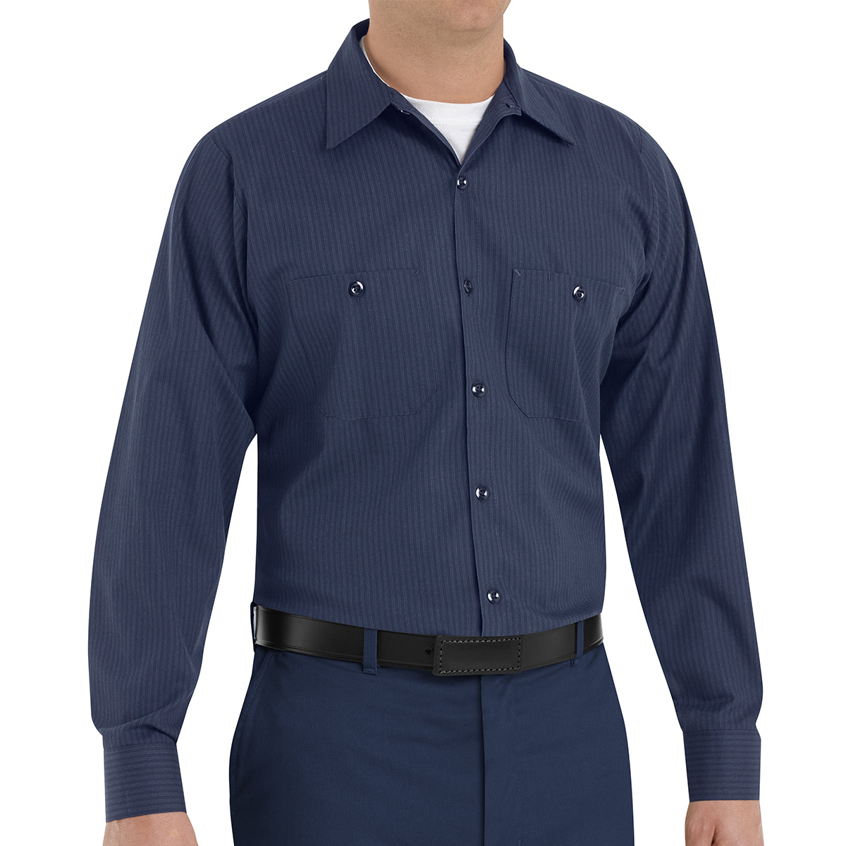 Men's Long Sleeve Industrial Work Shirt - SP14 - Navy / Light Blue