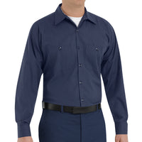Men's Long Sleeve Industrial Work Shirt - SP14 - Navy / Light Blue