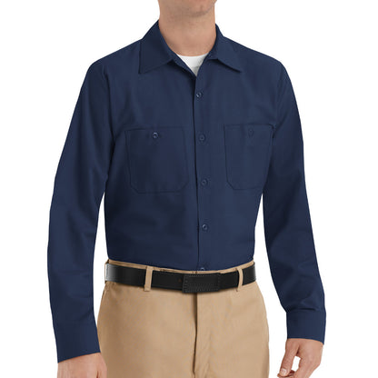 Men's Long Sleeve Industrial Work Shirt - SP14 - Navy