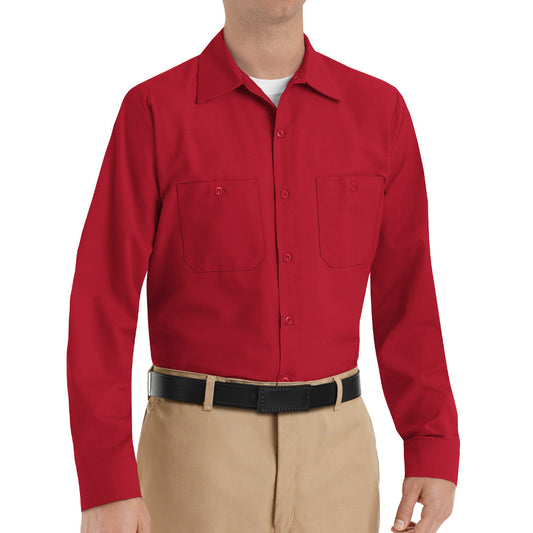 Men's Long Sleeve Industrial Work Shirt - SP14 - Red