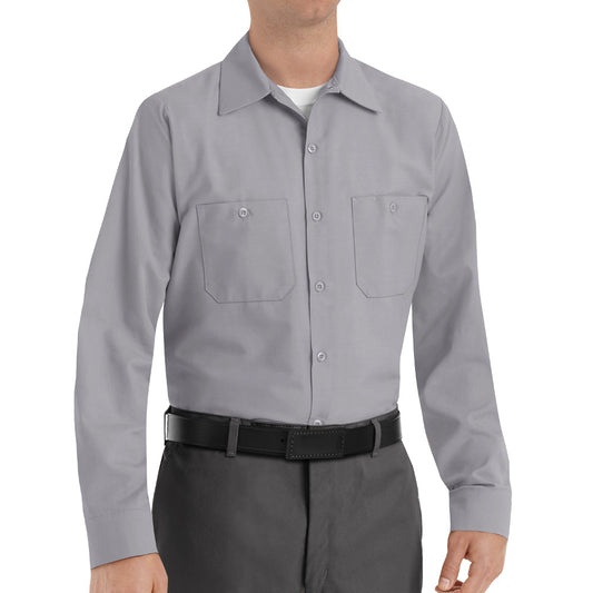 Men's Long Sleeve Industrial Work Shirt - SP14 - Silver Grey