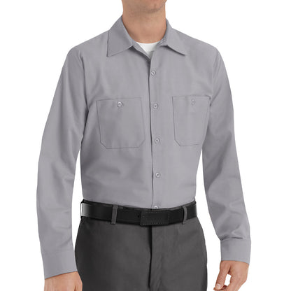Men's Long Sleeve Industrial Work Shirt - SP14 - Silver