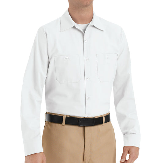 Men's Long Sleeve Industrial Work Shirt - SP14 - White