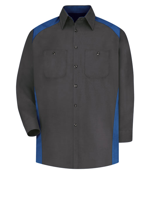 Men's Long Sleeve Motorsports Shirt - SP18 - Charcoal / Royal Blue