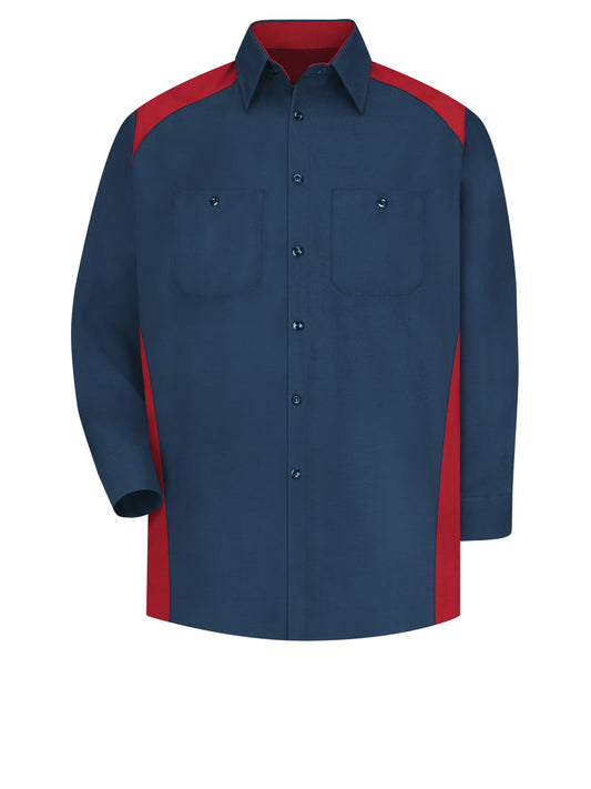 Men's Long Sleeve Motorsports Shirt - SP18 - Red/Navy