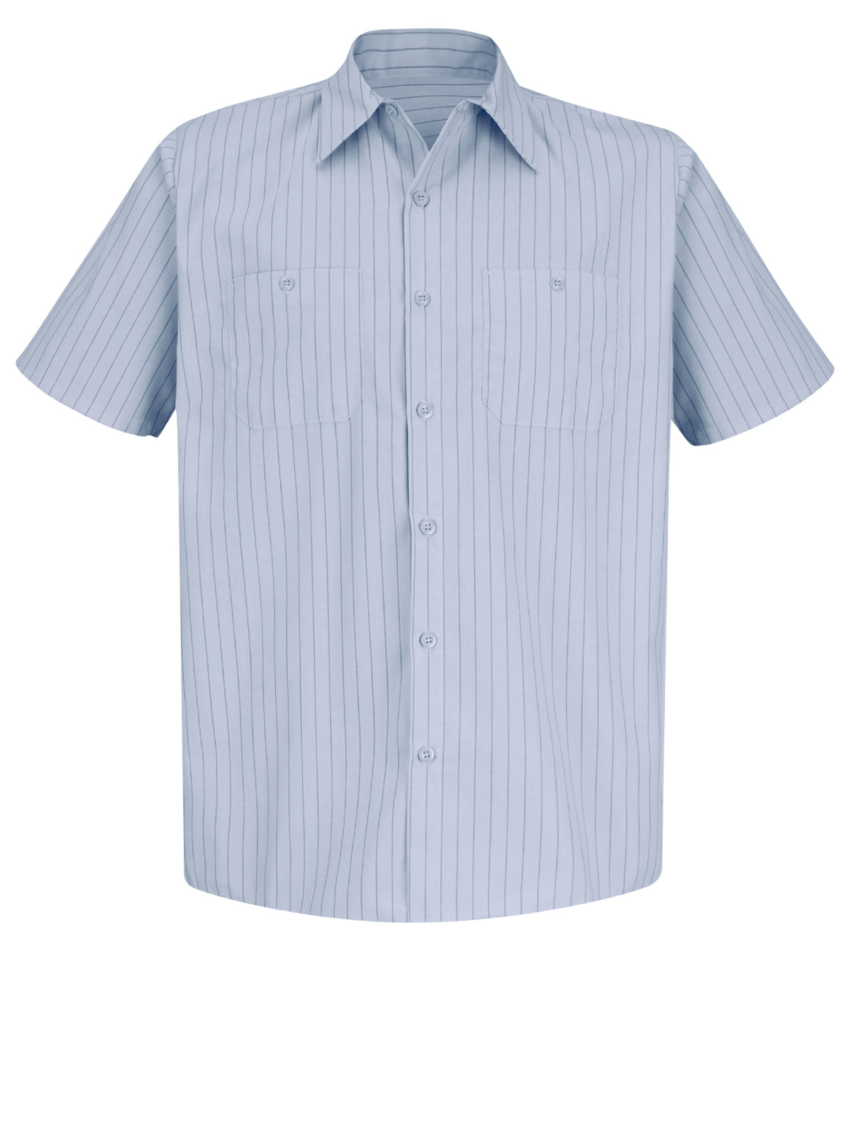 Men's Short Sleeve Striped Work Shirt - SP20 - Light Blue / Navy