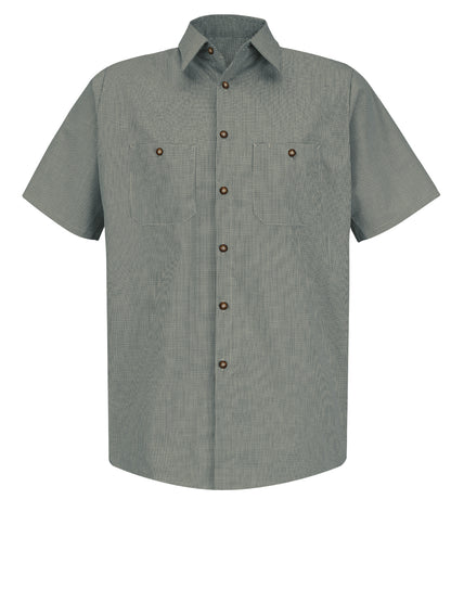 Men's Short Sleeve Striped Work Shirt - SP20 - Hunter/Khaki Check