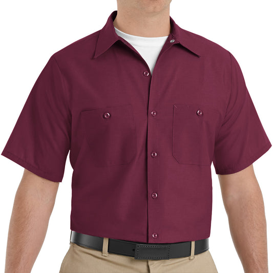 Men's Short Sleeve Industrial Work Shirt - SP24 - Burgundy